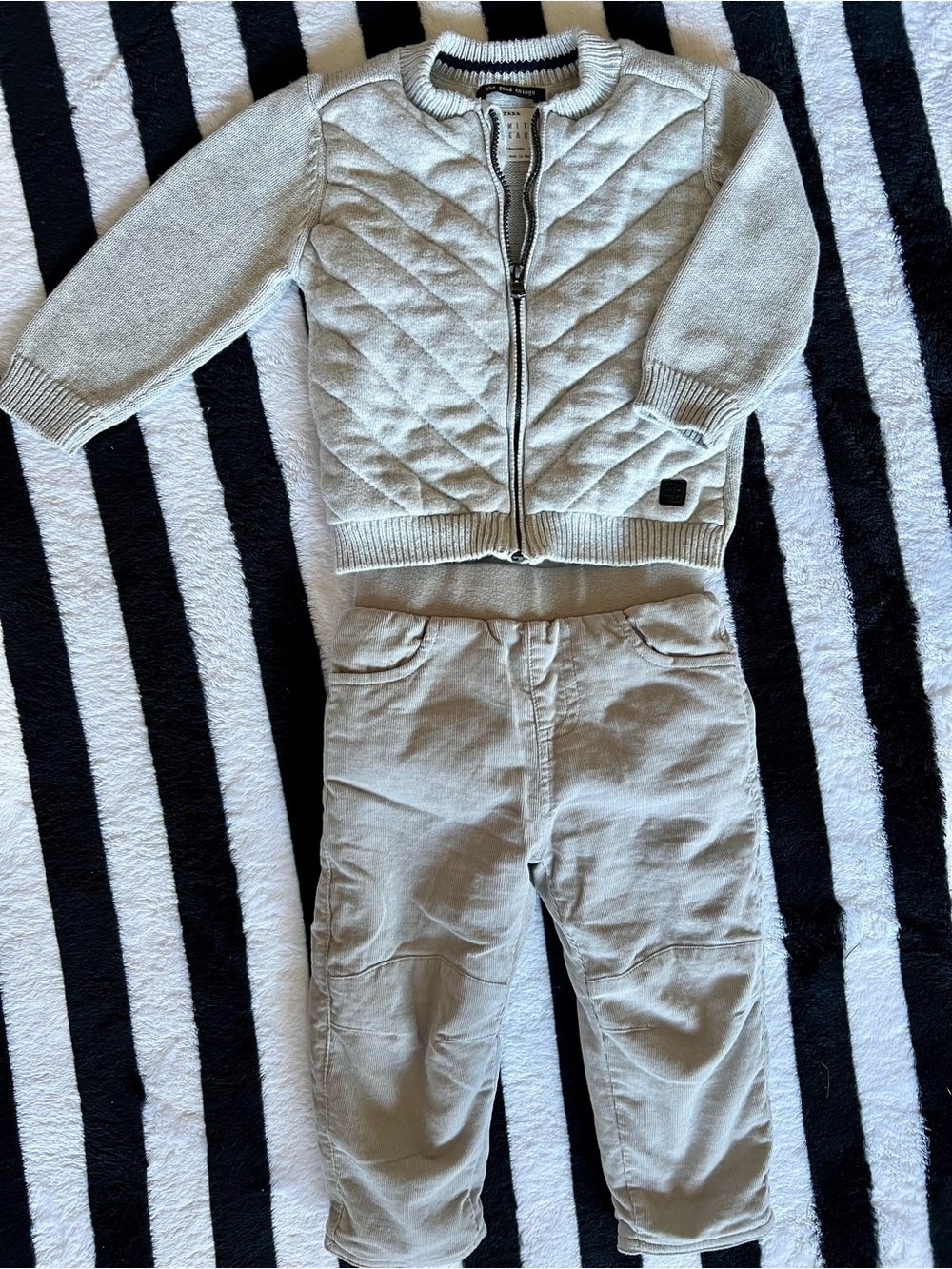 Zara Light Gray Quilted Zip Jacket and Matching Pants